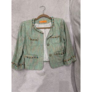 CYNTHIA STEFFE classy women’s cropped jacket blue with beads size S